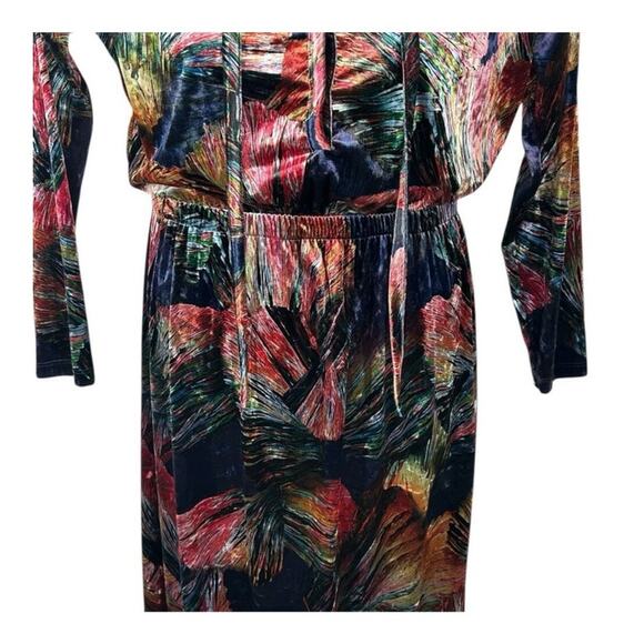 Ego Trippin’ Floral Velvet Maxi Dress Vintage Retro Vibrant XS - Picture 5 of 14